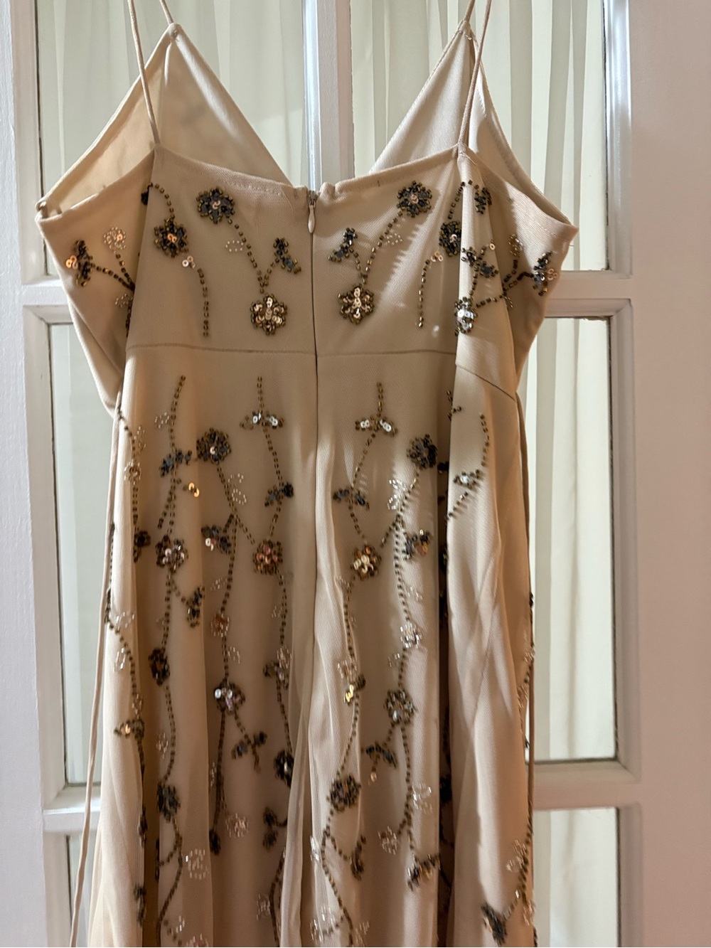 Altar'd State Ivory Beaded Mini Slip Dress with Floral Sequin Accents - Picture 8 of 9